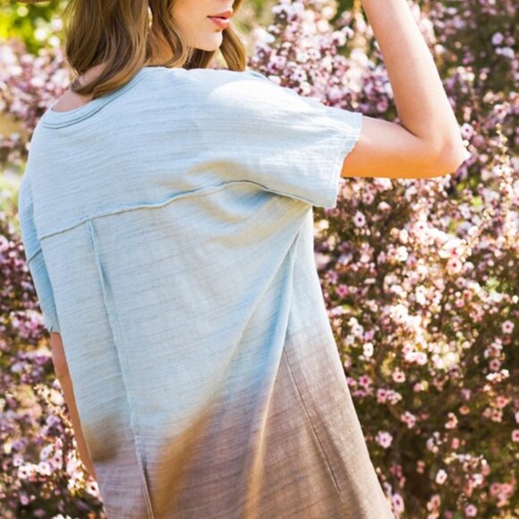 Peony Aqua Dip-Dye Top - Picture 3 of 4